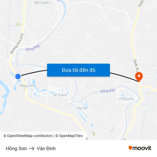 Hồng Sơn to Vân Đình map