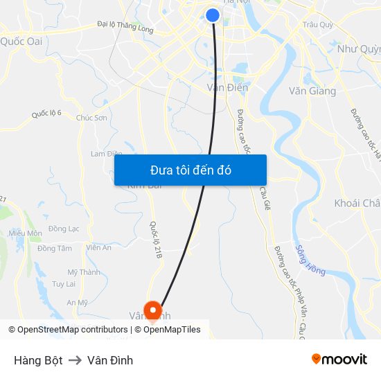 Hàng Bột to Vân Đình map