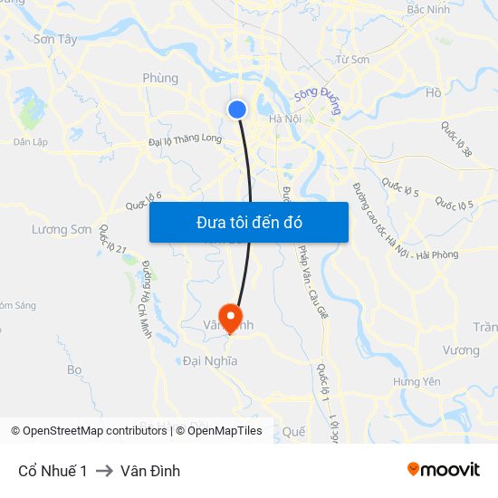 Cổ Nhuế 1 to Vân Đình map
