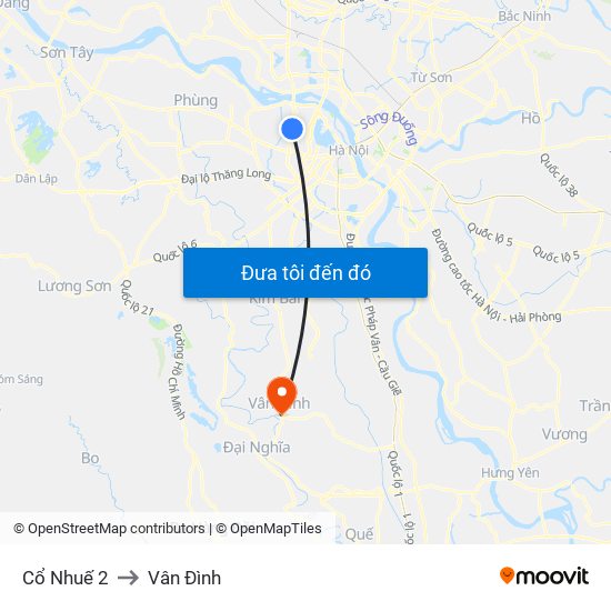 Cổ Nhuế 2 to Vân Đình map