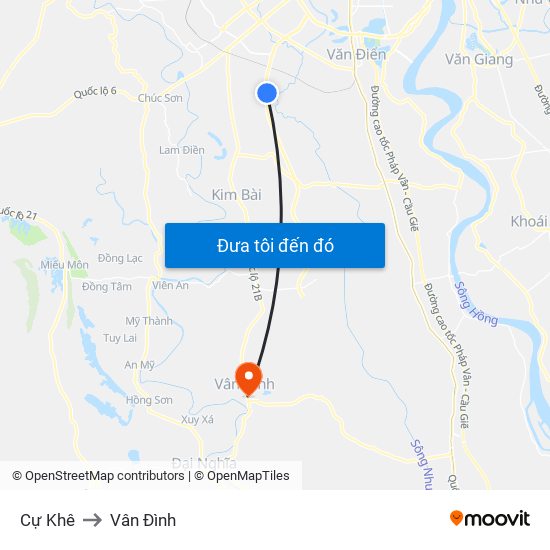 Cự Khê to Vân Đình map