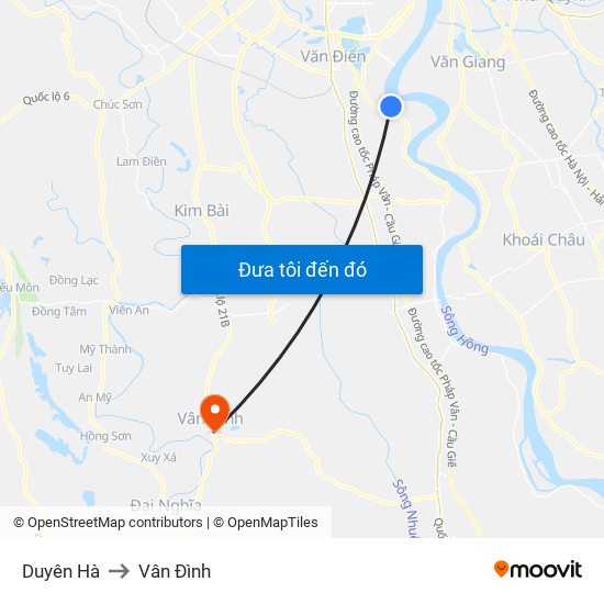 Duyên Hà to Vân Đình map