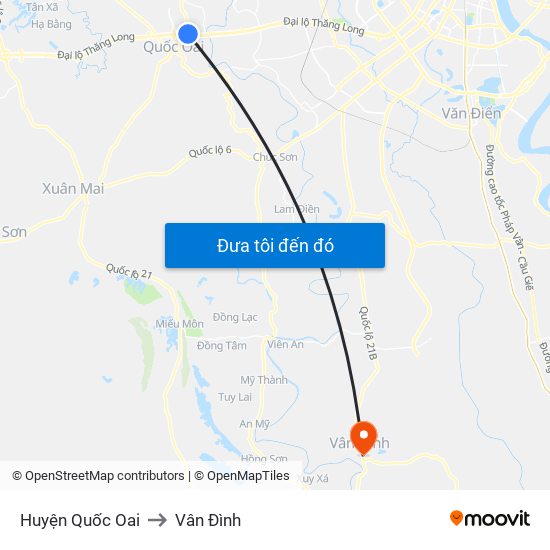 Huyện Quốc Oai to Vân Đình map