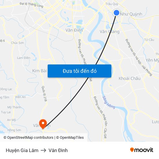 Huyện Gia Lâm to Vân Đình map