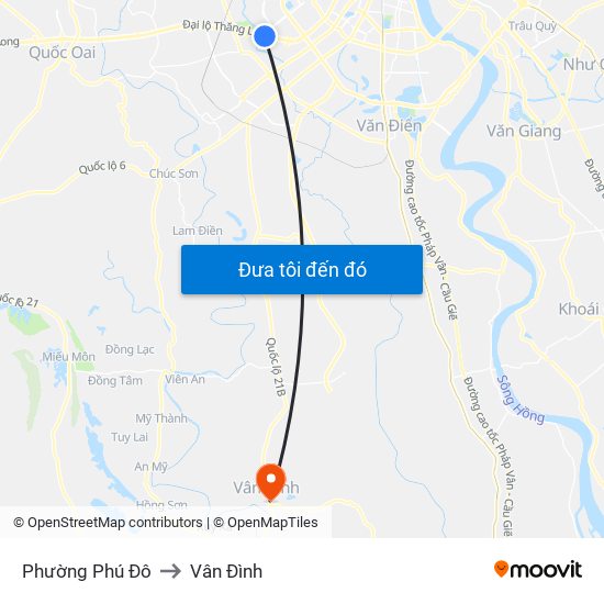 Phường Phú Đô to Vân Đình map