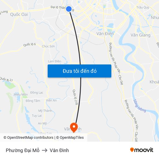 Phường Đại Mỗ to Vân Đình map