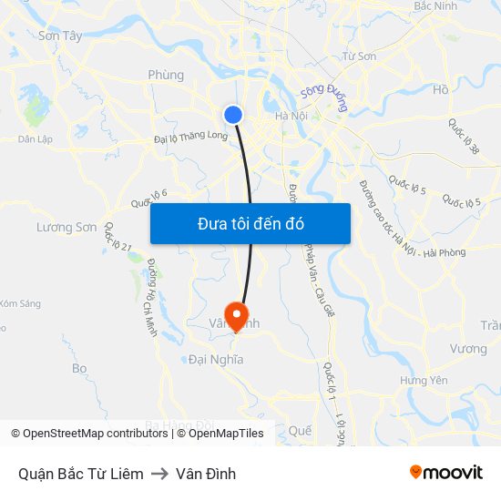 Quận Bắc Từ Liêm to Vân Đình map