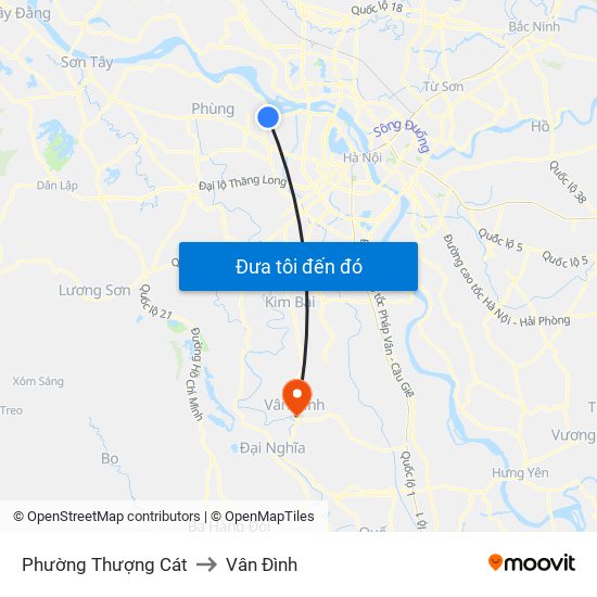 Phường Thượng Cát to Vân Đình map