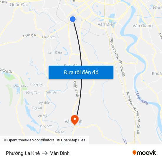 Phường La Khê to Vân Đình map