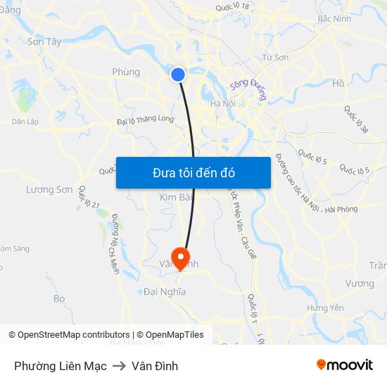 Phường Liên Mạc to Vân Đình map