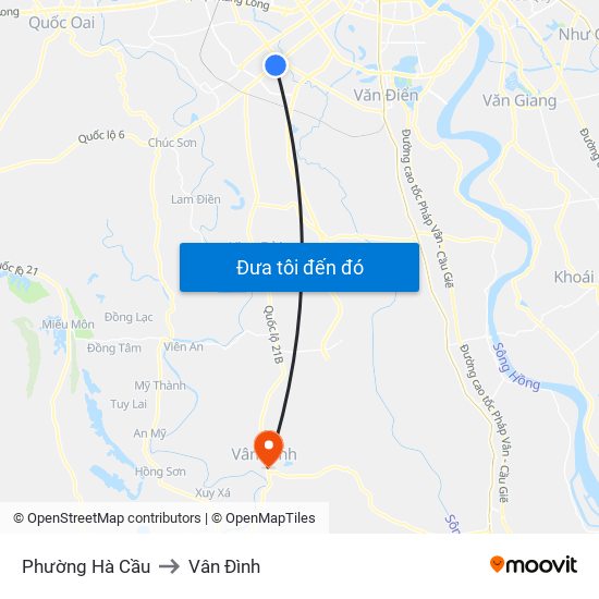 Phường Hà Cầu to Vân Đình map