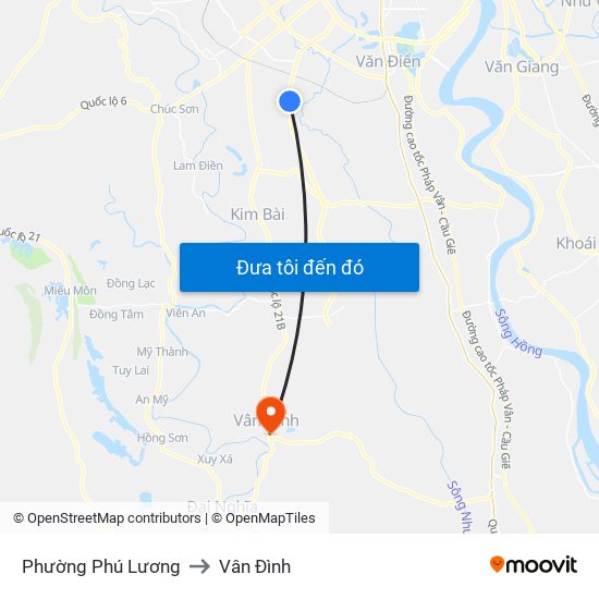 Phường Phú Lương to Vân Đình map