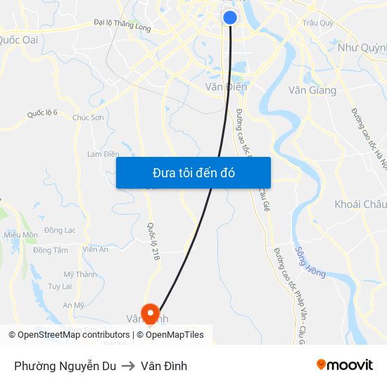 Phường Nguyễn Du to Vân Đình map