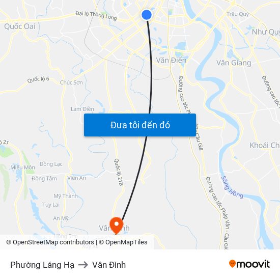 Phường Láng Hạ to Vân Đình map