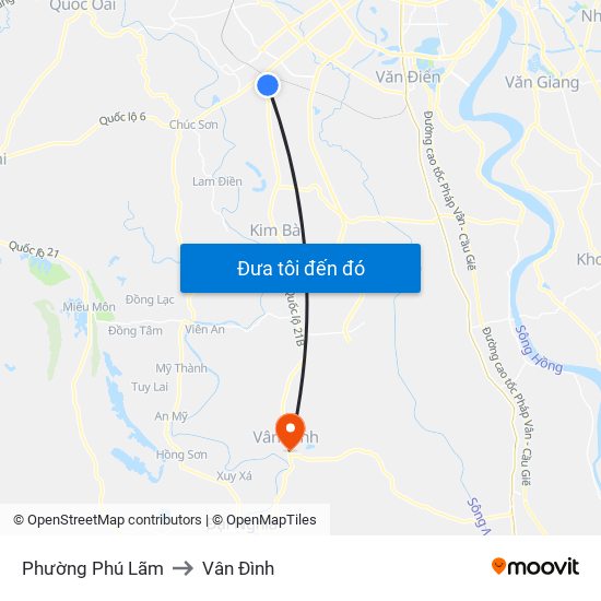 Phường Phú Lãm to Vân Đình map