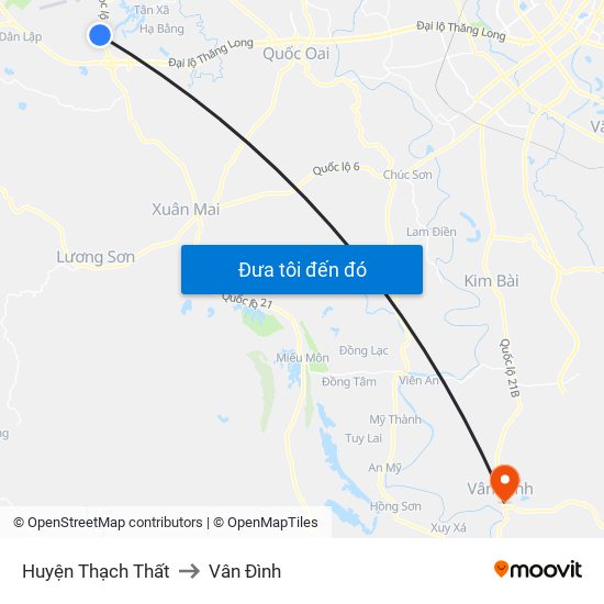 Huyện Thạch Thất to Vân Đình map