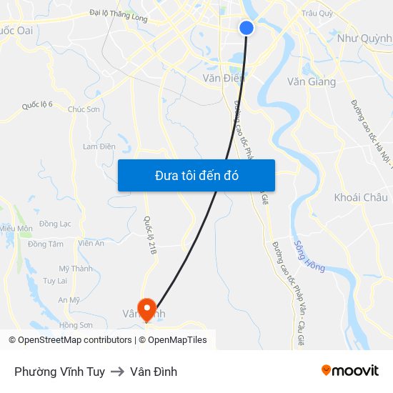 Phường Vĩnh Tuy to Vân Đình map