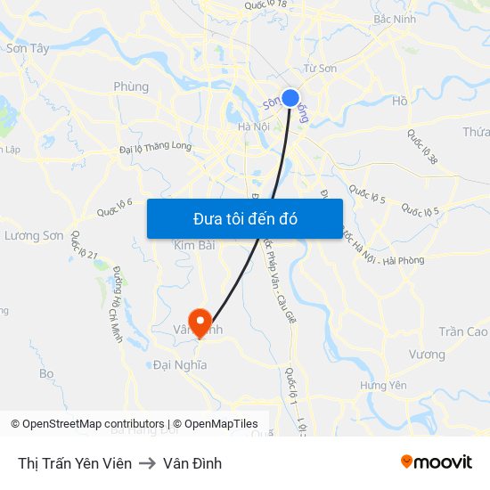 Thị Trấn Yên Viên to Vân Đình map