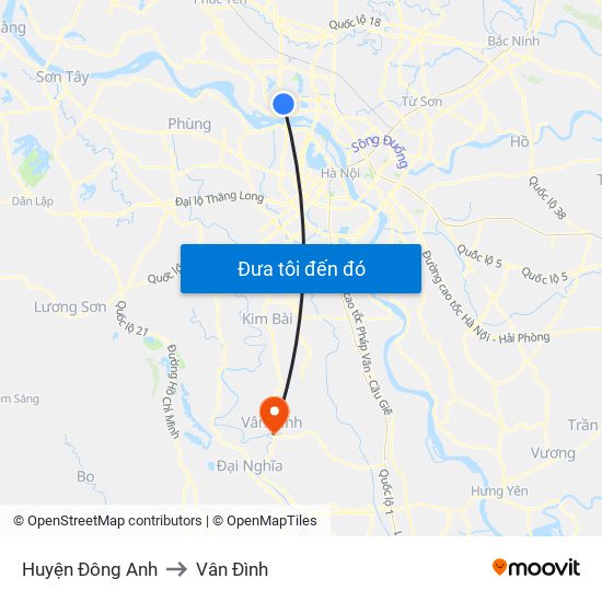 Huyện Đông Anh to Vân Đình map