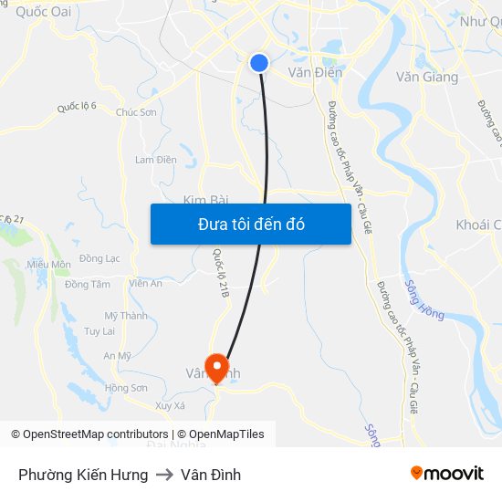 Phường Kiến Hưng to Vân Đình map