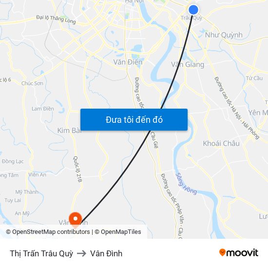 Thị Trấn Trâu Quỳ to Vân Đình map