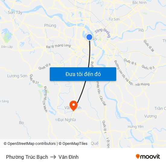 Phường Trúc Bạch to Vân Đình map