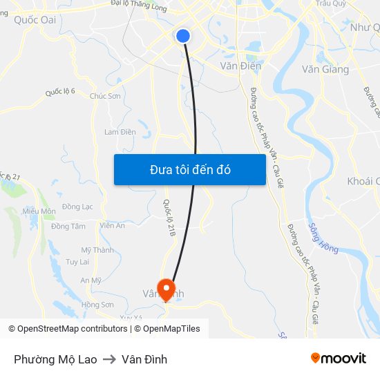 Phường Mộ Lao to Vân Đình map