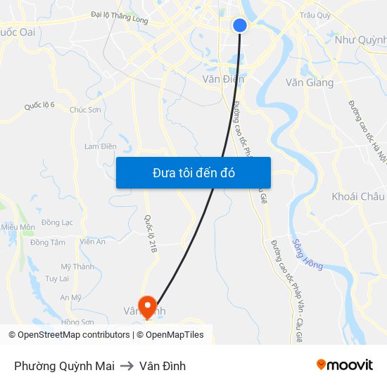 Phường Quỳnh Mai to Vân Đình map