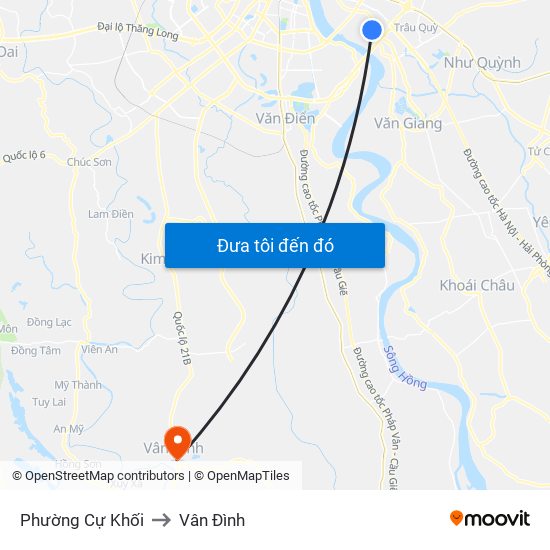 Phường Cự Khối to Vân Đình map