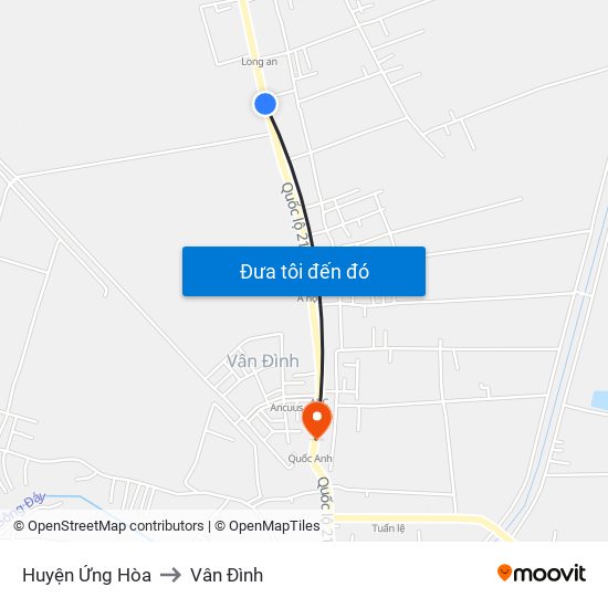 Huyện Ứng Hòa to Vân Đình map