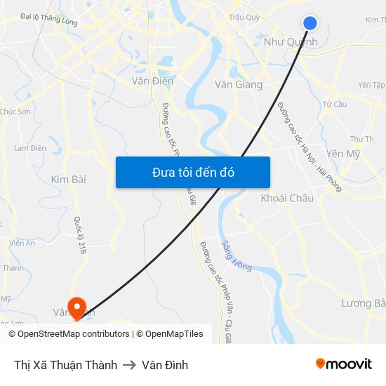 Thị Xã Thuận Thành to Vân Đình map