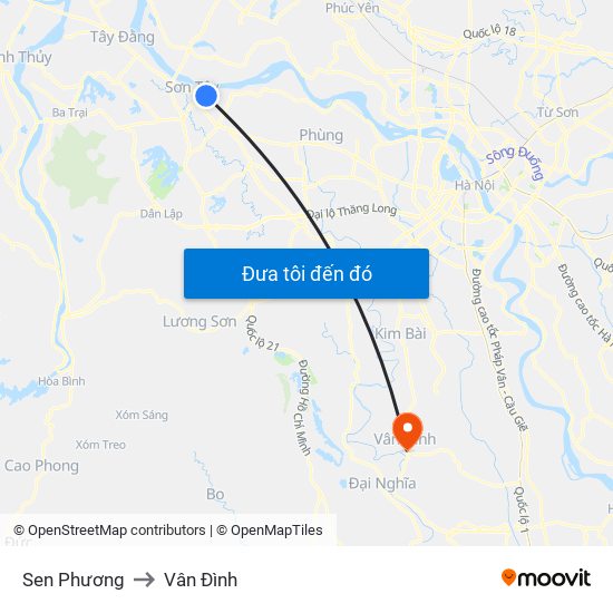 Sen Phương to Vân Đình map