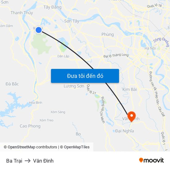 Ba Trại to Vân Đình map