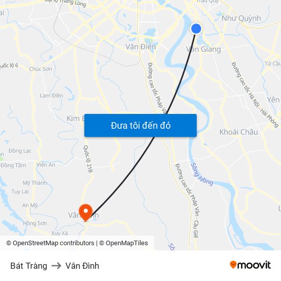 Bát Tràng to Vân Đình map