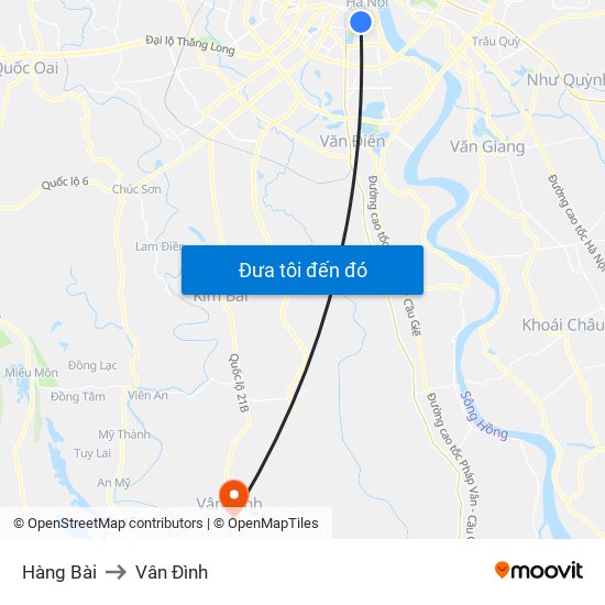 Hàng Bài to Vân Đình map