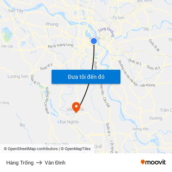 Hàng Trống to Vân Đình map