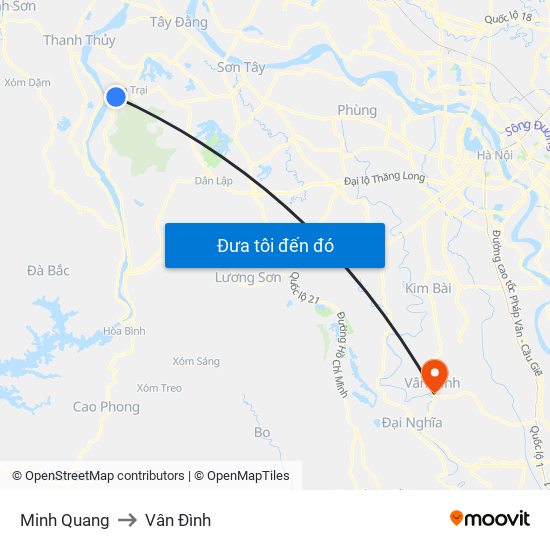 Minh Quang to Vân Đình map