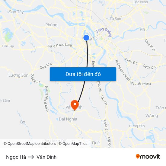 Ngọc Hà to Vân Đình map