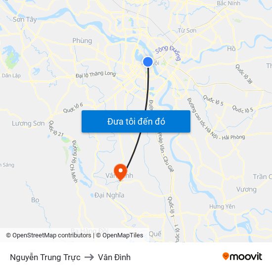 Nguyễn Trung Trực to Vân Đình map