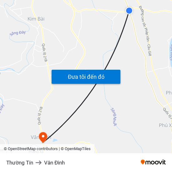 Thường Tín to Vân Đình map