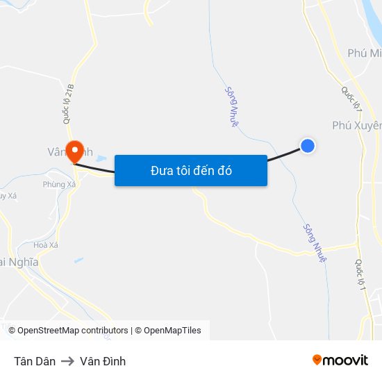 Tân Dân to Vân Đình map