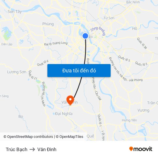 Trúc Bạch to Vân Đình map