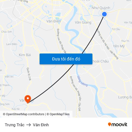 Trưng Trắc to Vân Đình map