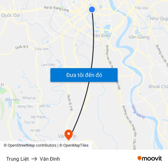 Trung Liệt to Vân Đình map