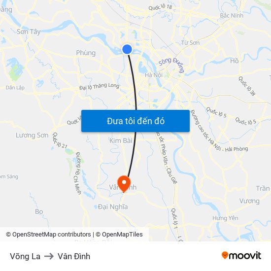 Võng La to Vân Đình map