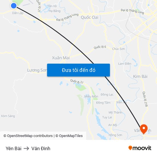 Yên Bài to Vân Đình map
