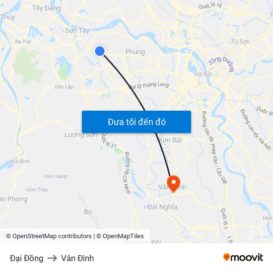 Đại Đồng to Vân Đình map