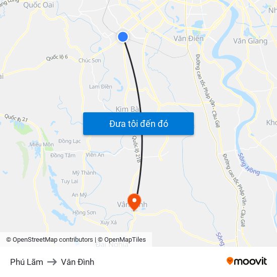 Phú Lãm to Vân Đình map