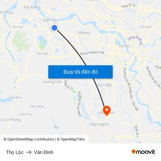 Thọ Lộc to Vân Đình map