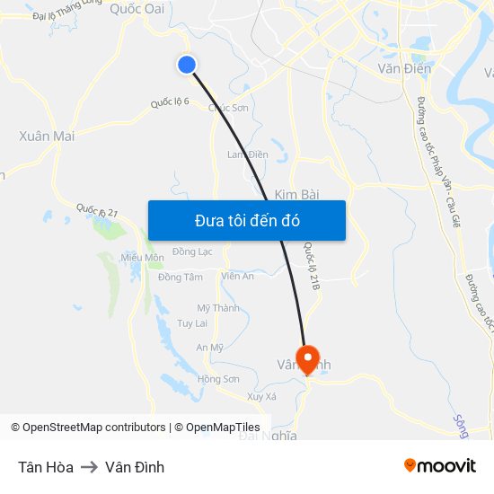 Tân Hòa to Vân Đình map